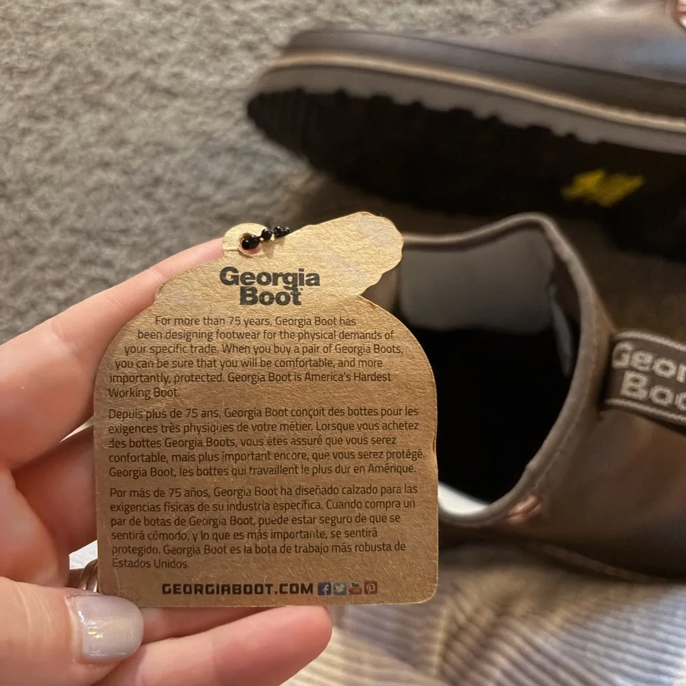 Georgia Boot Cow Brown and White Leather Boots - Picture 4 of 6